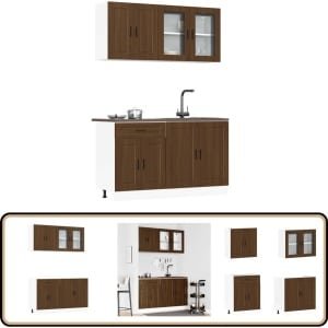 vidaXL Keukenkastenset Kalmar - 4-delig - Bruin Eiken Keuken Kast Set - Houten Keukenkasten - Bruine Eiken Meubels - Opslagoplossing Keuken - Koks Accessoires