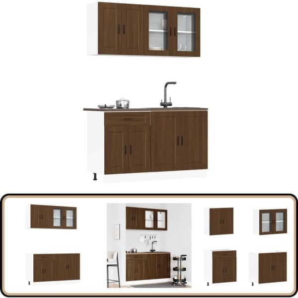 vidaXL Keukenkastenset Kalmar - 4-delig - Bruin Eiken Keuken Kast Set - Houten Keukenkasten - Bruine Eiken Meubels - Opslagoplossing Keuken - Koks Accessoires