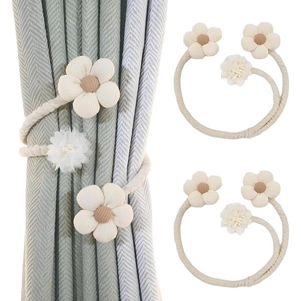 2 Stuks- bloemen Gordijn embrasse- Gordijnhouder -Gordijnbinder Touw-Verstelbare Binder Voor Gordijnen -Decoratieve Gordijn-Huisdecoratie-Gordijn Accessoires-Voor Hotel / Raamdecoratie / Keuken / Thuis/ Kantoor / Woonkamer / Slaapkamer