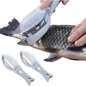 2 stuks Grattoir à Écailles de Poisson,Vis Ecaille Schoonmaaking Ecailleur Professionele Vis voor Huis,Keuken,Restaurant,Keukengerei Keuken Gadgets met deksel (Blauw)