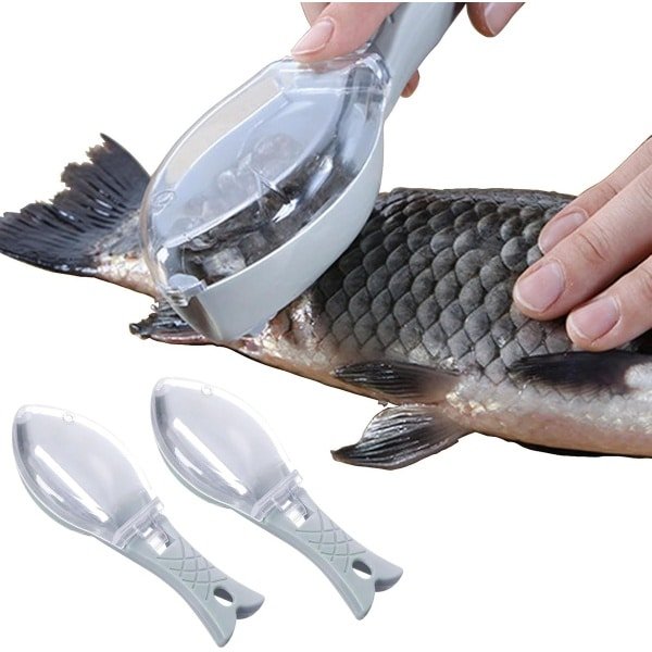 2 stuks Grattoir à Écailles de Poisson,Vis Ecaille Schoonmaaking Ecailleur Professionele Vis voor Huis,Keuken,Restaurant,Keukengerei Keuken Gadgets met deksel (Blauw)