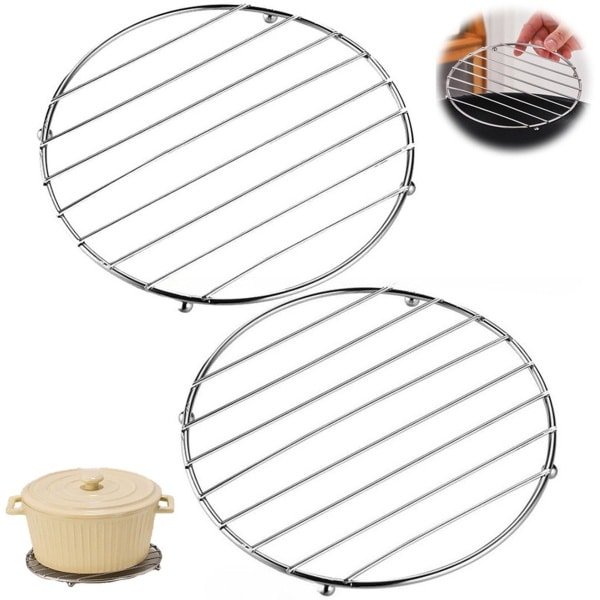2 stuks - Stoomrek - Geïsoleerd stoomrek van roestvrij staal - stoomrek van roestvrij staal - diameter 18 cm - Afkoelrek - Stomende Mand en Multi - Cooker Stoomboot Mand voor Thuis Keuken Koken Stoomkoker Accessoires