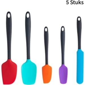 5 stuks siliconen spatels - bakgerei set - voor mengen, smeren en schrapen - keuken accessoires