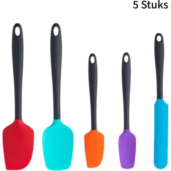 5 stuks siliconen spatels - bakgerei set - voor mengen, smeren en schrapen - keuken accessoires