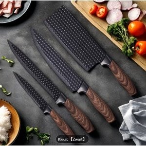 6-delige roestvrijstalen keukenslijper set, inclusief keukengereedschap en accessoires, met gesmede keukenschaar en schiller, duurzame en scherpe messen, praktisch en stijlvol, ideale keuken cadeauverpakking set voor thuis koken