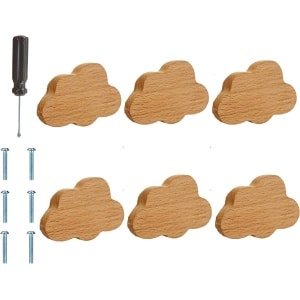 6 stuks houten kastknoppen met wolk design voor huis keuken slaapkamer - ladegrepen - kledingkast accessoires