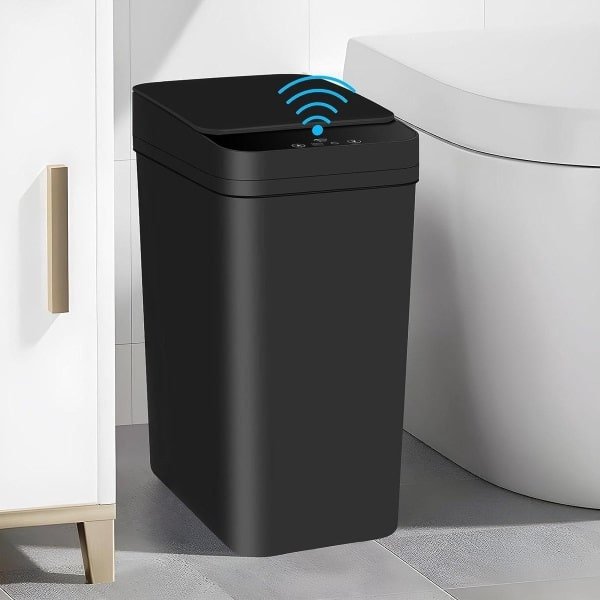 Afvalbak - Sensor - Elektrische Vuilnisemmer - Waterdicht - Keuken Kantoor Badkamer - 10 Liter - Stil - Zwart - Geschikt voor Plastic
