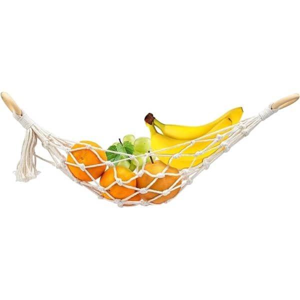 Allecto- Fruithanger - Keuken accessoire - Geweven katoenen touw - Fruitnet - Duurzaam - Geschikt voor diverse fruitsoorten - Huis, camper, tuin, picknick