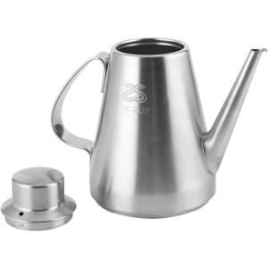 Allecto - Olijfoliedispenser fles - Keuken accessoire - Roestvrij staal - Olie/azijn/sojasaus - 460 ml capaciteit - Geschikt voor diverse oliën - Zilveren oliefles voor keukengebruik