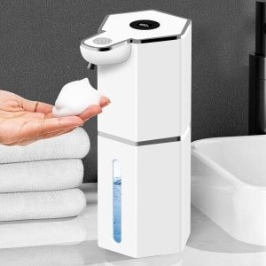 Automatische afwasmiddeldispenser: 360 ml - Automatische schuimende afwasmiddeldispenser met infraroodsensor, 4 instelbare niveaus, IPX5 waterdicht - Elektrische afwasmiddeldispenser voor in de keuken