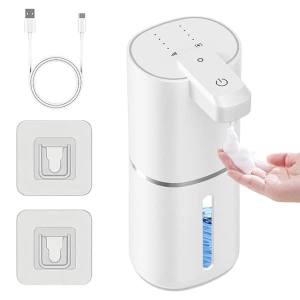 Automatische zeepdispenser, contactloze elektrische handzeepdispenser met 4 instelbare niveaus, oplaadbaar, wandmontage, slimme automatische dispenser, infraroodsensor voor badkamer, keuken, huishouden, hotel