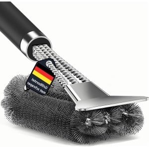 Barbecueborstel 3-in-1 met lange steel en schraper - Roestvrij staal - BBQ-gereedschap - 360 graden reiniging - Grillrooster reiniger - Keuken servies bbq accessoires