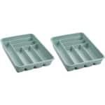 Bestekbak/bestekhouders 6-vaks mintgroen - 40 x 30 x 7 cm - Keuken opberg accessoires