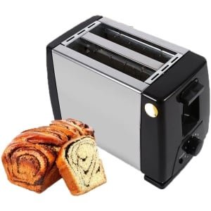 Broodrooster - Elektrische broodrooster met dubbele sleuf en brede opening - 2,8 cm brede opening - 6 bakstanden - snel bakken - pop-up ontwerp - geschikt voor brood en bagels - perfect voor in de keuken en voor het ontbijt