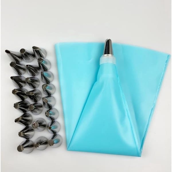 CHPN - Spuitzak met spuitmondjes - Herbruikbare spuitzak - Blauw - 24-Mondjes - Bakken - Bakker - Taarten bakken - Keuken accessoire