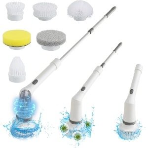 Draadloze Elektrische Reinigingsborstel met 6 Verwisselbare Borstelkoppen en 2 Snelheden - Ideaal voor Keuken en Badkamer