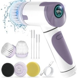 Draadloze elektrische reinigingsborstel met verwisselbare borstelkoppen en instelbare snelheden voor badkamer en keuken