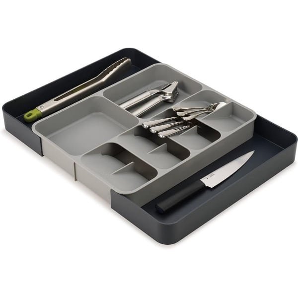 DrawerStore Uitbreidbaar Bestek Keukengerei Gadgets Organiser - Grijs - Ruimtebesparend - Uitbreidbaar in lade