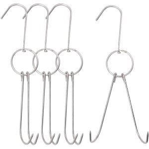 Dubbele Vleeshaak Set van 4 - Roestvrijstalen Haken voor Ophangen Gebraden Kip en Spek - Keuken Accessoire voor Vlees ophangen