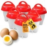 Eierkoker Vormen - Keuken Accessoires - Snel Eieren Maken - Anti-aanbak Werking - 6 Stuks - Wit Rood