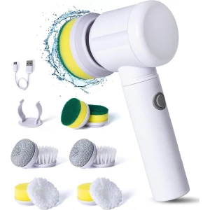 Elektrische Draaiende Schrobberset - Snoerloos - Handige Oplaadbare Borstel - Voor Badkamer Keuken - Gootsteen Wastafel - 14 Stuks