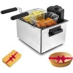 Elektrische Frituurpan - Frietpan Keuken - Thuis Frituren - Drie Manden Inclusief - 5 Liter Capaciteit - Zilverkleurig