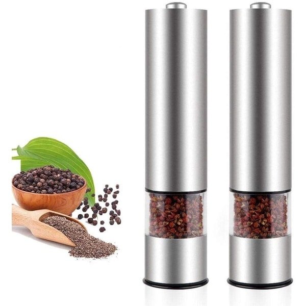 Elektrische Pepermolen - Zoutmolen - Automatisch Fijnstellend - 2 stuks - Keuken Gebruik - Zilver