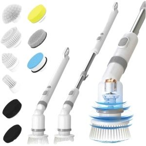 Elektrische Schoonmaakborstel - Draadloze Spin Scrubber met 9 Opzetborstels - Telescopische Badkamer Reinigingsborstel - Waterdichte Elektrische Reinigingsborstel voor Badkamer, Tegels en Keuken