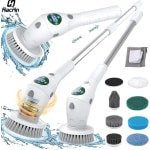Elektrische Schoonmaakborstel - Elektrische Reinigingsborstel - Elektrische Schrobber - Schrobborstel - Schrobber met Steel - 8 in 1 - Draadloos - Draaibaar - geschikt voor keuken, badkamer en toilet - met 8 opzetstukken