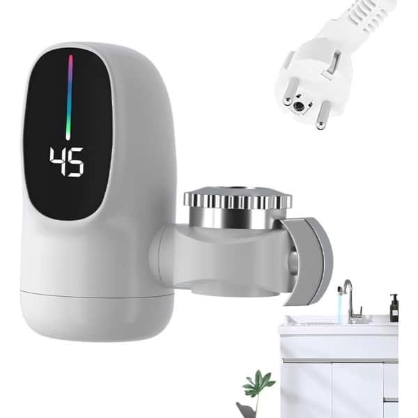 Elektrische Waterkraan - Direct Warm Water - Keuken Badkamer - 3000W Vermogen - 15 x 13 cm - Wit