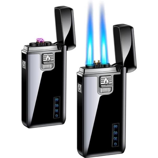 Elektrische boogaansteker 2-in-1 dubbele straalvlam USB-oplaadbare aansteker-winddicht voor kaars keuken