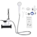 Elektrische doorstroomboiler waterkraan met douchekop en temperatuurweergave voor keuken en badkamer (zijingang)