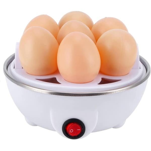 Elektrische eierkoker - Eierstomer voor in de keuken - Kooktoestel voor gekookte eieren - Multifunctionele Eierkoker - Geschikt voor 7 eieren - Kook, Pocheer en Stoom en Meer - Elektrisch - Vaatwasserbestendig - Wit