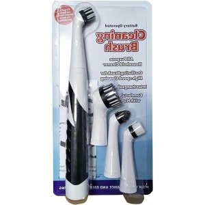 Elektrische reinigingsborstel met vervangende hoofden - automatische huishoudelijke combi-schrobber voor keuken badkamer woonkamer (zwart en wit)