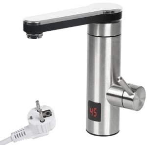 Elektrische verwarmingskraan, 220V 3300W Instant Hot 304 RVS elektrische warmwaterkraan, 360° meng- en rotatiekeukenkraan, LED-temperatuurdisplay, eenhendel wastafelkraan voor keuken en badkamer