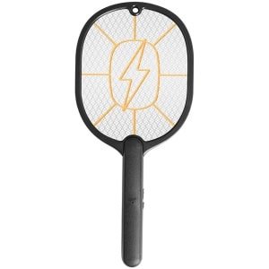 Elektrische vliegenmepper - 3000V - Accu-aangedreven handmuggenmepper - Drielaags beschermingsnet - Muggenverdelger - Geschikt voor - Huis - Slaapkamer - Keuken - Kantoor - Achtertuin - Terras - Binnen - Buiten (Zwart)