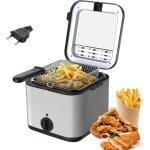 Frituurpan - Frituurpan - Elektrische Frituurpan - Frituurmachine - Verstelbare Thermostaat - Gebakken Kipgrill - Keuken Koken - 2,5L - 220V - 120W - Grijs