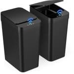 Gaethra 2-delige vuilnisbak met sensor - 12L automatische elektrische deksel sensor - 3 bedrijfsmodi - stil waterdicht intelligente afvalbak - voor keuken kantoor woonkamer badkamer (2-delig zwart)
