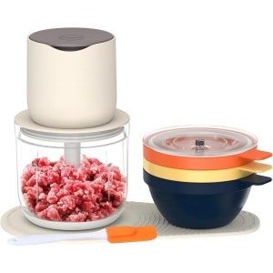 Gehaktmolen-vleesmolen-vlees molen-Elektrische vleesmolen groentehakker - Draagbare mini keukenmachine - 600 ml container - 150 W oplaadbaar keuken koken - 11,5 x 11,5 x 17,5 cm