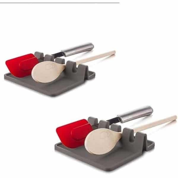 Gsedaox-Lepelhouder-Keukengerei Houder-Spatelhouder-Keuken Organizer-Siliconen-Hittebestendig-Keuken Accessoires-Grijs
