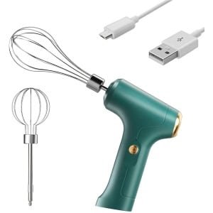 Handmixer | Draadloze elektrische handmixer Geschikt voor thuisgebruik, USB-oplaadbaar, 304 roestvrij staal, Geschikt voorzien van 2 afneembare messen, 3 snelheidsstanden (groen) Geschikt voor bakken in de keuken