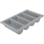 Horeca bestekbak/bestekhouder - grijs - 53 x 32 x 10 cm - 4 vakken - Keuken opberg accessoires - BBQ/Feest - kunststof