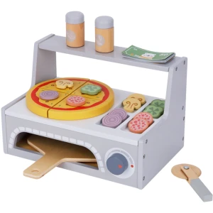 Houten Pizza Oven Speelset - 42-Delige Pizza Keuken met Oven, Toppings & Accessoires | Keuken | Rollenspel
