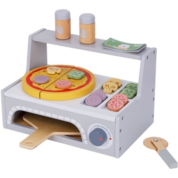 Houten Pizza Oven Speelset - 42-Delige Pizza Keuken met Oven, Toppings & Accessoires | Keuken | Rollenspel