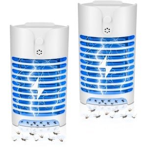 Insektenvernieter - Elektrische Muggenlamp met UV-Licht - 2 Stuks - Plug-in Blauwlicht Val - Chemievrij en Stil - Voor Keuken en Slaapkamer - Wit