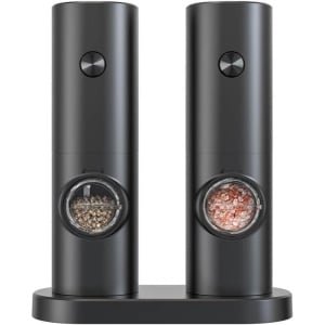 JeiibrZui Elektrische pepermolen - Elektrische zout- en pepermolen - Instelbare maalgraad / Werkt op batterijen - 2-delige set - Zwart voor keuken en eettafel