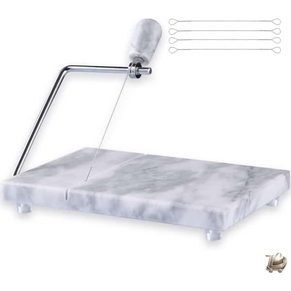 Kaassnijder Set - Zware Uitvoering - 5x8 inch - Gepolijst Marmer Snijplank - Kaas Snijplank - Boter Snijder - Vlees Snijder - Aperitief Snijder - Keuken Accessoire