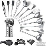 Keukengerei Set 40 Stuks, Kookgerei Set met Keukengerei Houder, Keuken Gadgets Keuken Essentials, Metalen Spatel Set