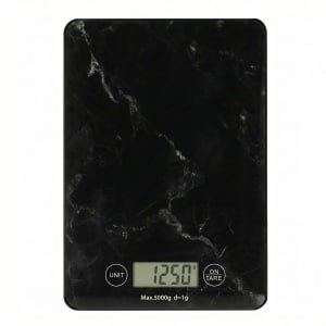 Keukenweegschaal Digitaal - 1 g tot 5 kg Nauwkeurige Meting - 21,5 x 15 cm - Tarra-functie - Helder LCD Display - Precisie Weegschaal Eten - Keuken Accessoires - Kitchen Scale - Kookweegschaal - Zwart Marmer - Löwenthal