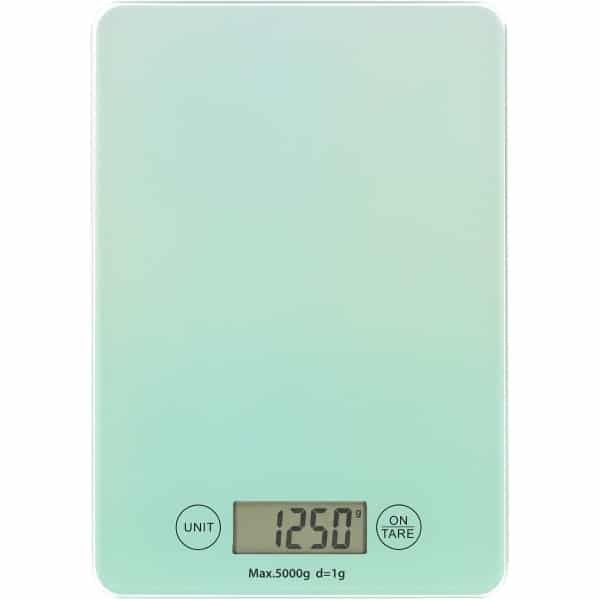 Keukenweegschaal Digitaal - 1 g tot 5 kg Nauwkeurige Meting - 21,5 x 15 cm - Tarra-functie - Helder LCD Display - Precisie Weegschaal Eten - Keuken Accessoires - Kitchen Scale - Kookweegschaal - Groen - Löwenthal